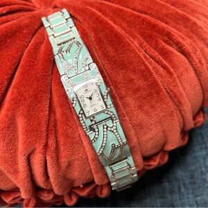 Ladies DE Denacci Stainless Steel Water Resistant Wrist Watch Turquoise Bling